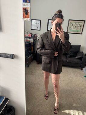 Classic Oversized Brown Plaid Blazer men’s vintage